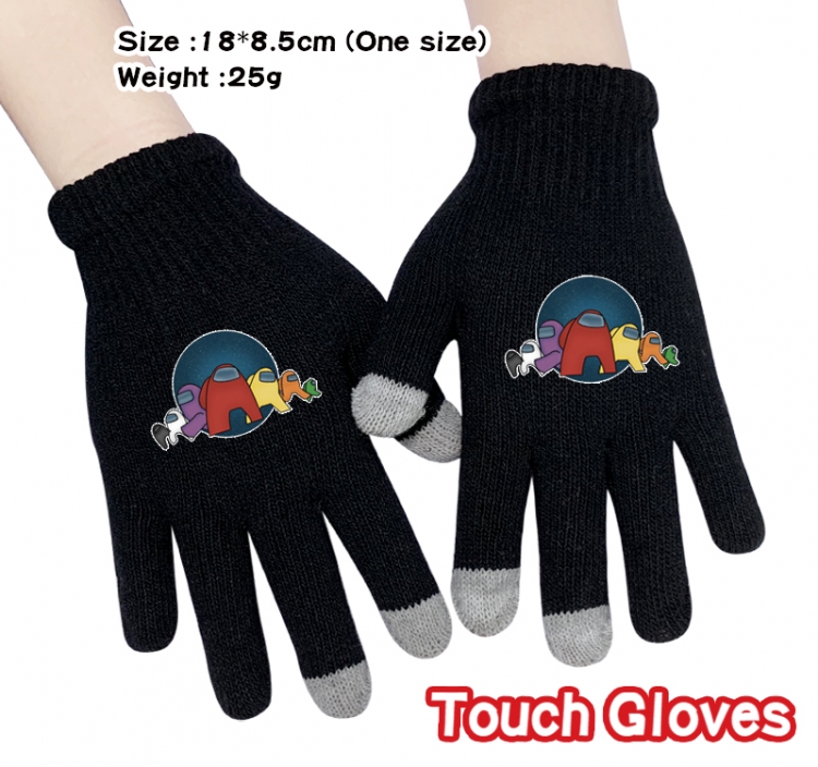 Among Us Black Anime knit full finger touch screen gloves Style 4A