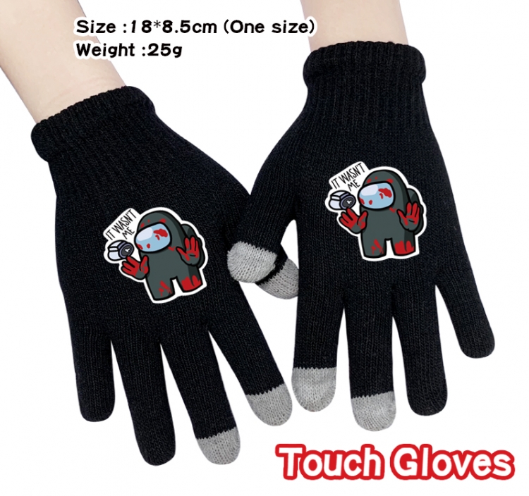 Among Us Black Anime knit full finger touch screen gloves Style 8A