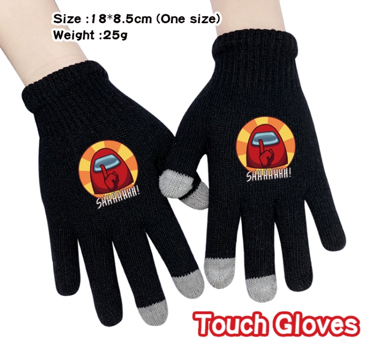 Among Us Black Anime knit full finger touch screen gloves Style 6A