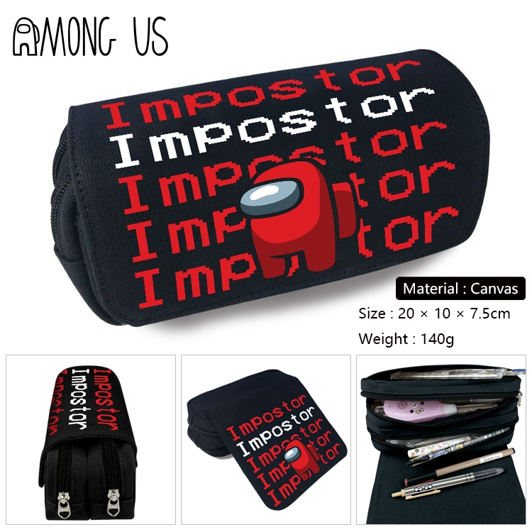 Among Us-2 Anime double layer  canvas pencil bag wallet 20X10X7.5CM 140G