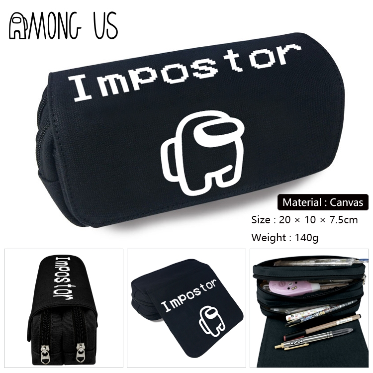 Among Us-5 Anime double layer  canvas pencil bag wallet 20X10X7.5CM 140G