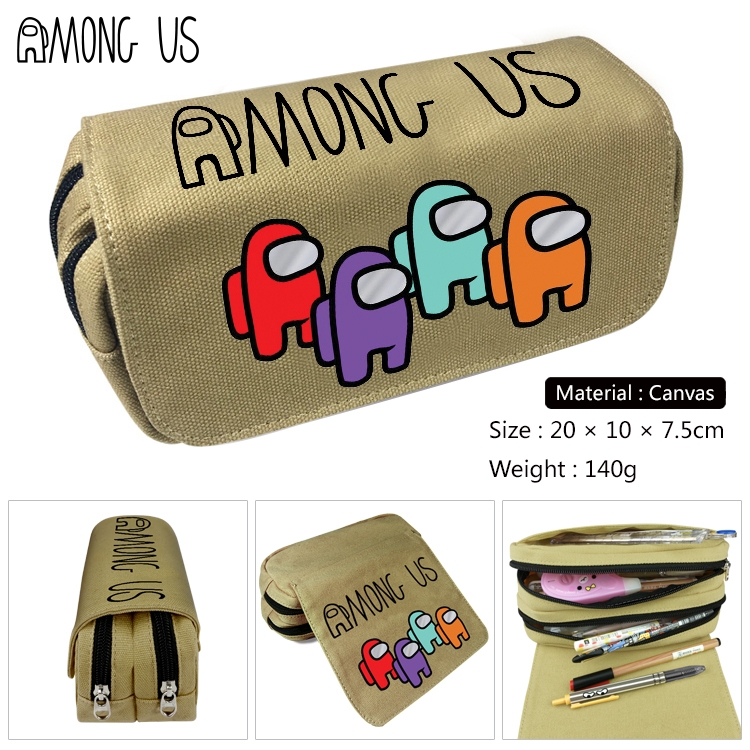 Among Us-1 Anime double layer  canvas pencil bag wallet 20X10X7.5CM 140G