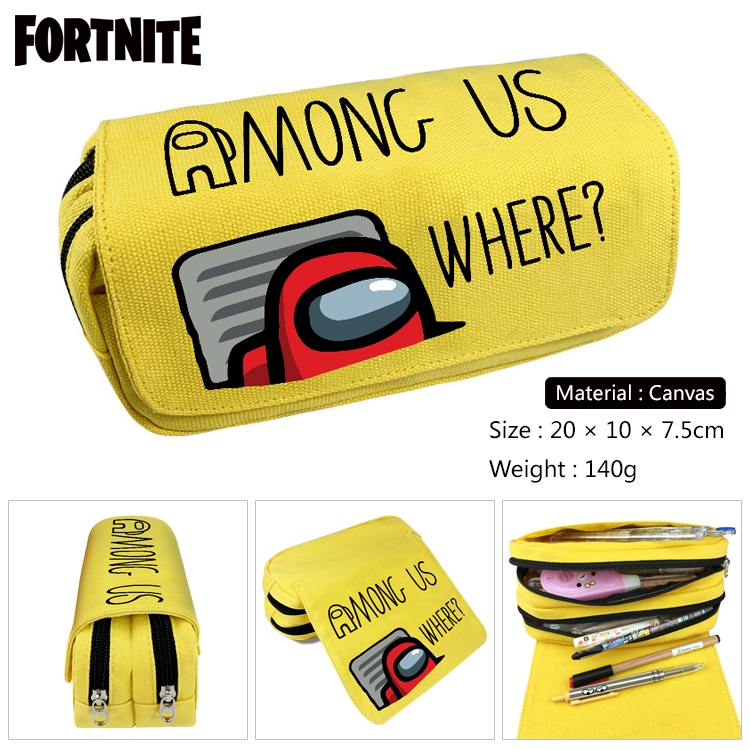 Among Us-6 Anime double layer  canvas pencil bag wallet 20X10X7.5CM 140G