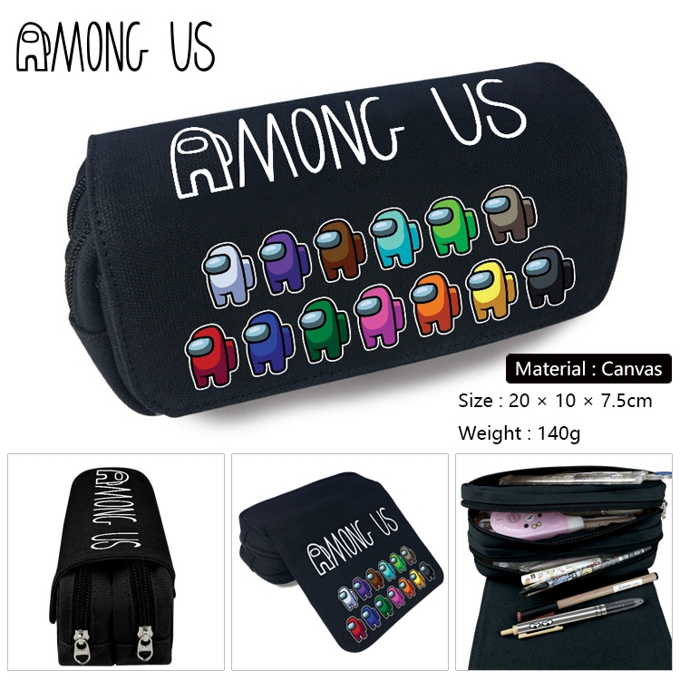 Among Us-3 Anime double layer  canvas pencil bag wallet 20X10X7.5CM 140G