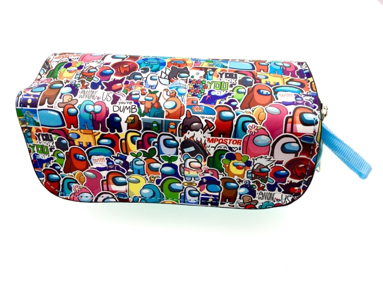 Among Us-4 Double zipper PU pencil Bag 20X10X7.5M 140G