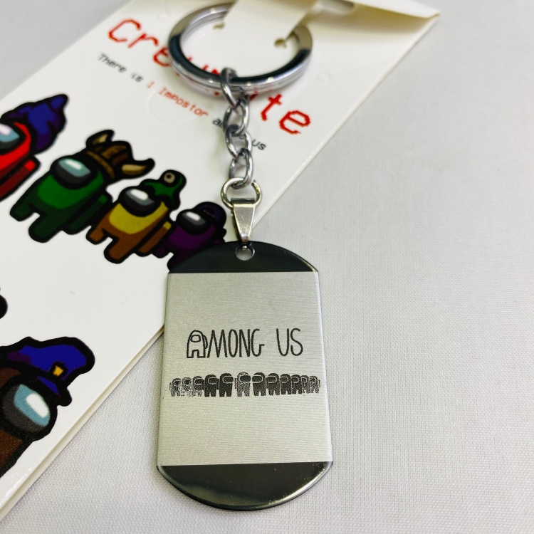 Among US Cartoon Anime Stainless steel military key chain pendant price for 5 pcs  5359