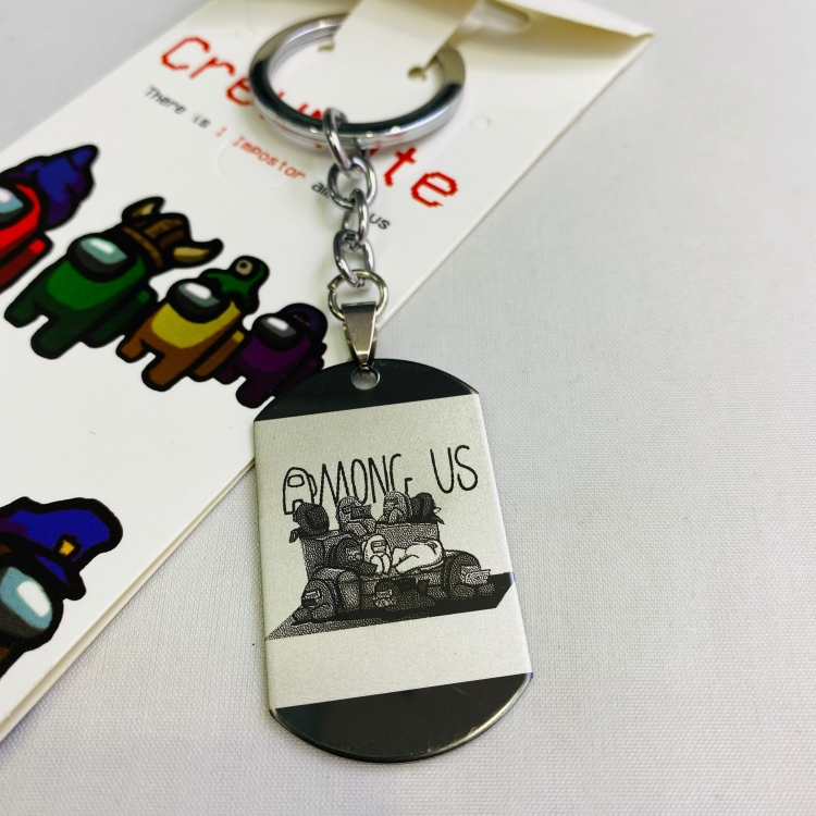 Among US Cartoon Anime Stainless steel military key chain pendant price for 5 pcs  5415