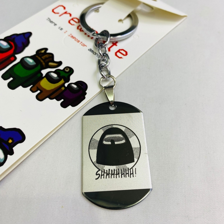 Among US Cartoon Anime Stainless steel military key chain pendant price for 5 pcs  5413