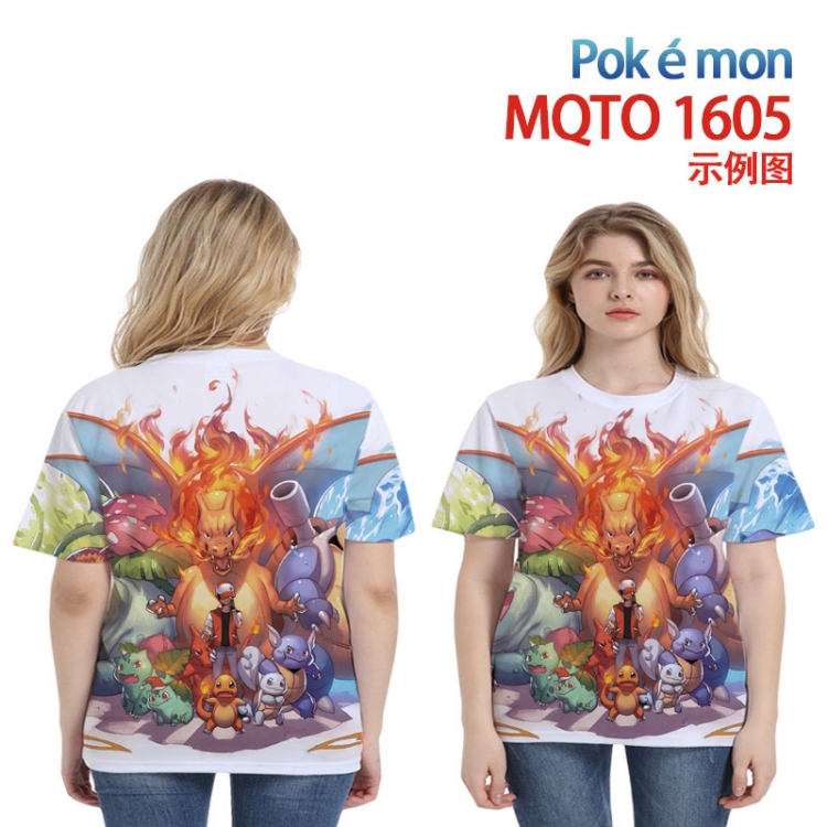 Pokemon Full color printing flower short sleeve T-shirt 2XS-4XL, 9 sizes MQTO1605