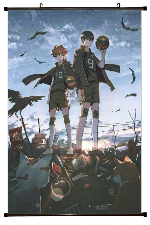 Haikyuu!! Anime black Plastic rod Cloth painting Wall Scroll 60X90CM p1342