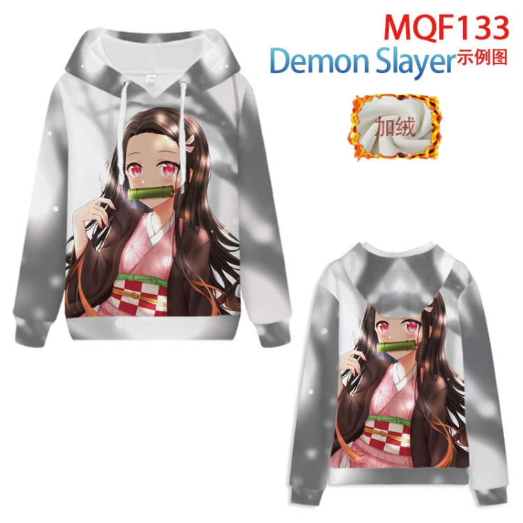 Demon Slayer Kimets Fuhe velvet padded hooded patch pocket sweater 9 sizes from XXS to 4XL MQF133