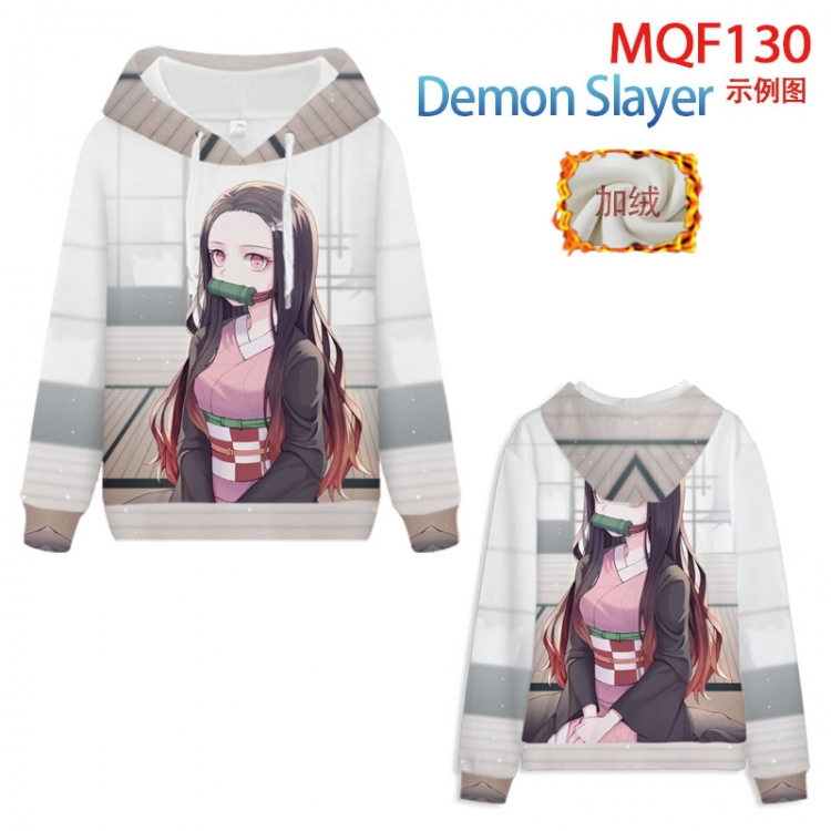 Demon Slayer Kimets Fuhe velvet padded hooded patch pocket sweater 9 sizes from XXS to 4XL MQF130