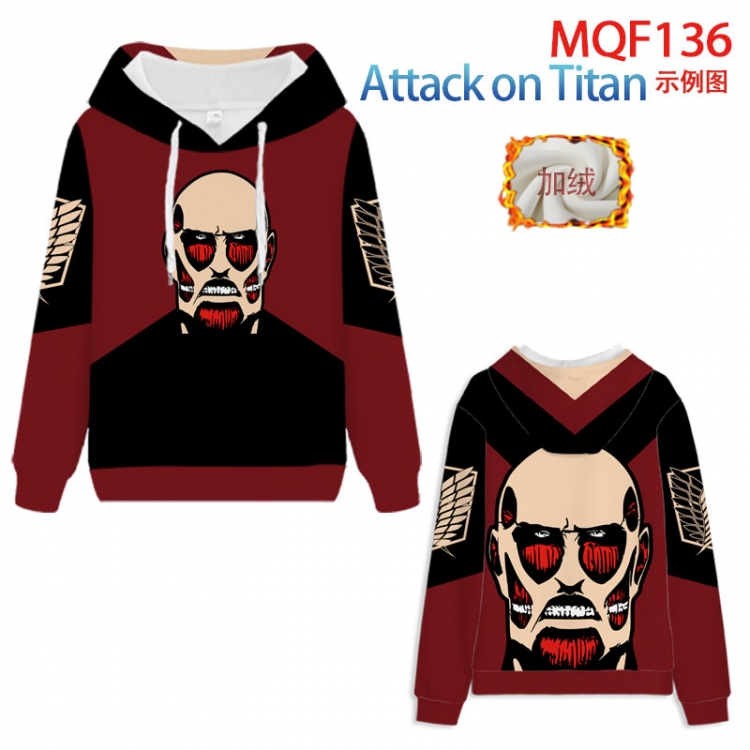 Shingeki no Kyojin Fuhe velvet padded hooded patch pocket sweater 9 sizes from XXS to 4XL MQF136