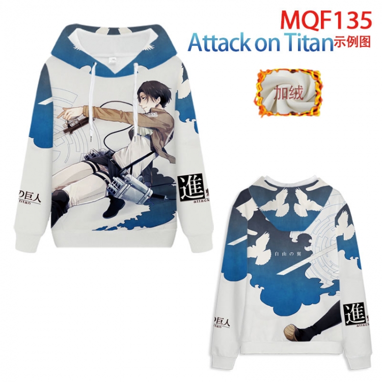 Shingeki no Kyojin Fuhe velvet padded hooded patch pocket sweater 9 sizes from XXS to 4XL MQF135