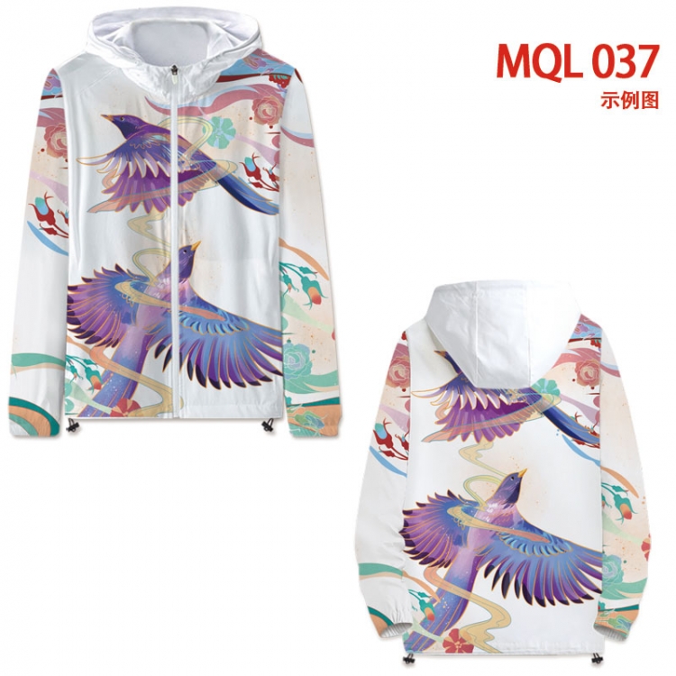 Chinese style  Full color coat hooded zipper trench coat S-4XL 7size MQL-037