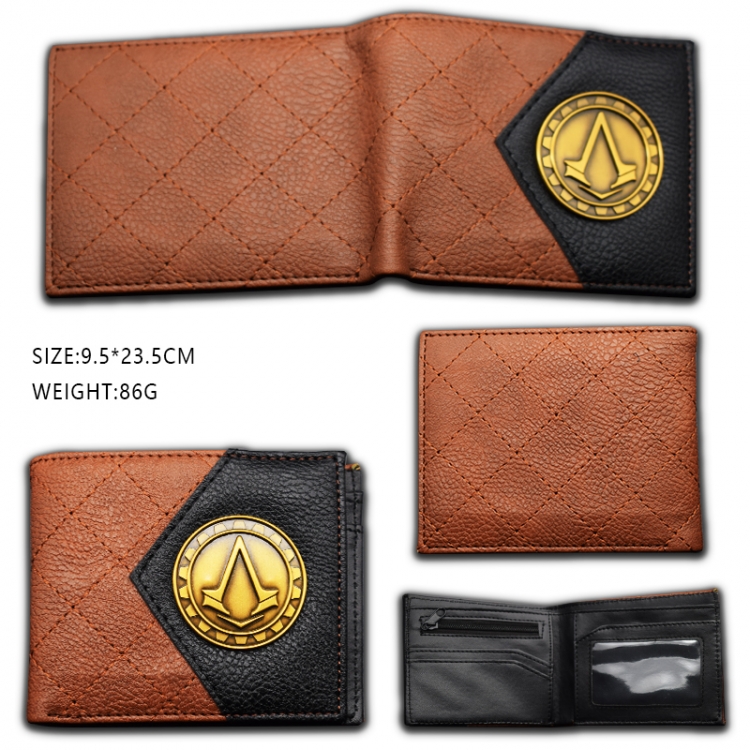 Assassin Creed PU Short  fold wallet 9.5cmx23.5cm