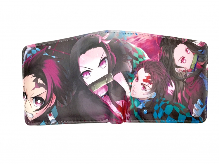 Demon Slayer Kimets Anime two fold  Short wallet 11X9.5CM 60G