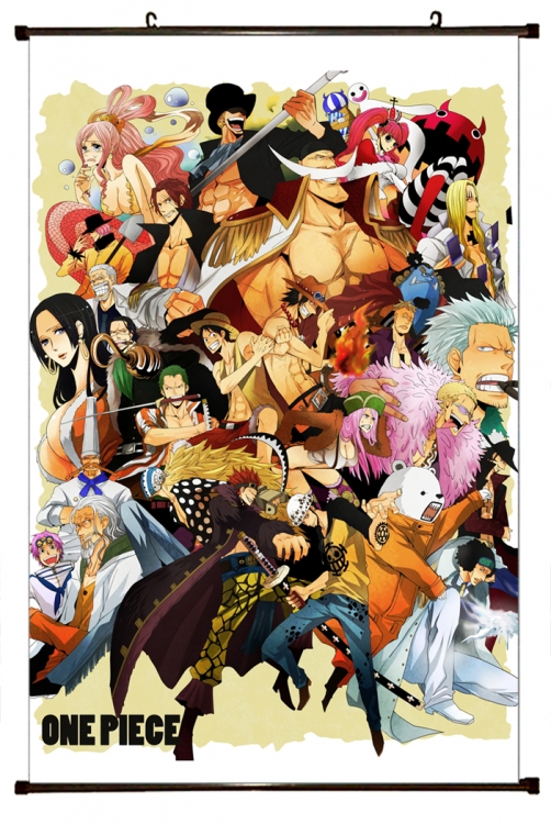 One Piece Anime black Plastic rod Cloth painting Wall Scroll 60X90CM H1355