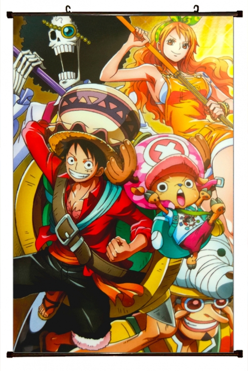One Piece Anime black Plastic rod Cloth painting Wall Scroll 60X90CM H1366