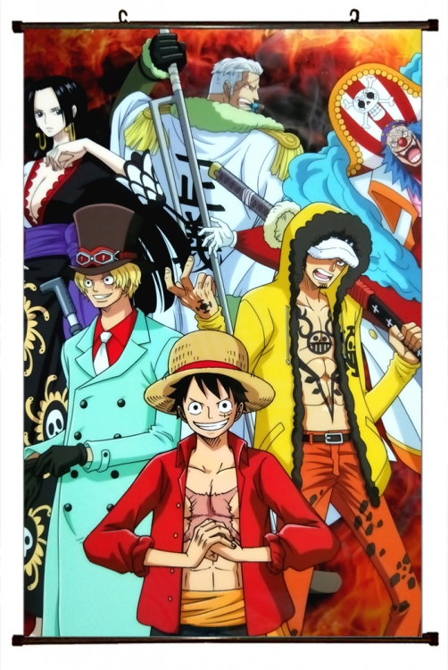 One Piece Anime black Plastic rod Cloth painting Wall Scroll 60X90CM H1364