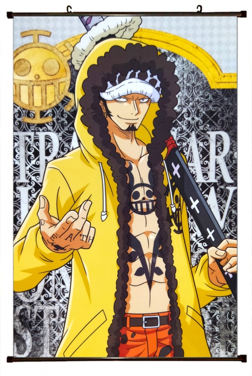 One Piece Anime black Plastic rod Cloth painting Wall Scroll 60X90CM H1382
