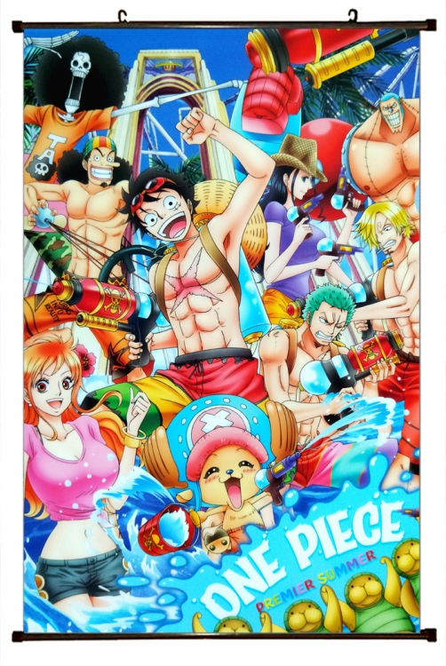 One Piece Anime black Plastic rod Cloth painting Wall Scroll 60X90CM H1361
