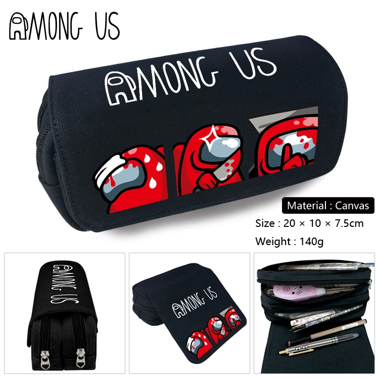 Among us-5 Anime double layer canvas pencil bag wallet 20X10X7.5CM 140G