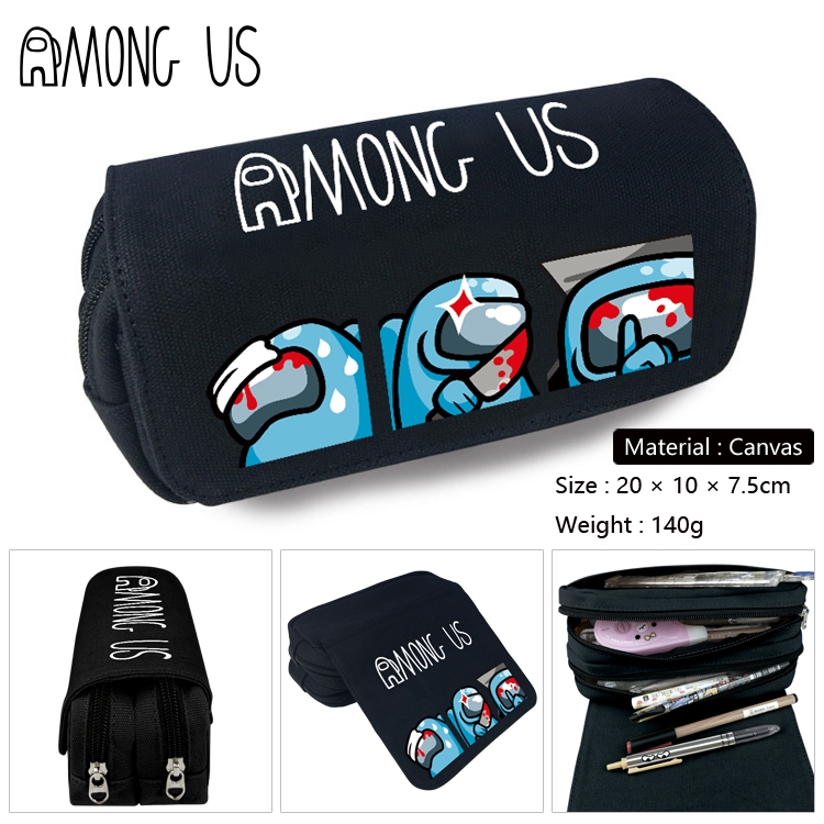 Among us-7 Anime double layer canvas pencil bag wallet 20X10X7.5CM 140G