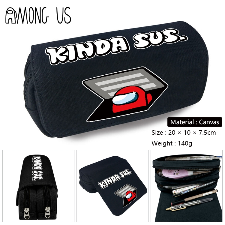 Among us-11 Anime double layer canvas pencil bag wallet 20X10X7.5CM 140G