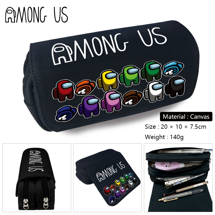 Among us-12 Anime double layer canvas pencil bag wallet 20X10X7.5CM 140G