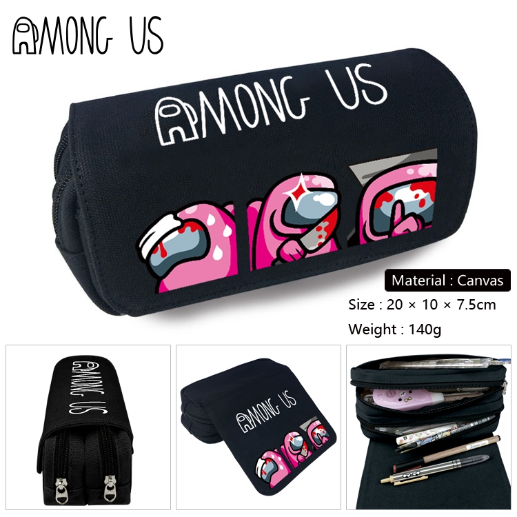 Among us-4 Anime double layer canvas pencil bag wallet 20X10X7.5CM 140G