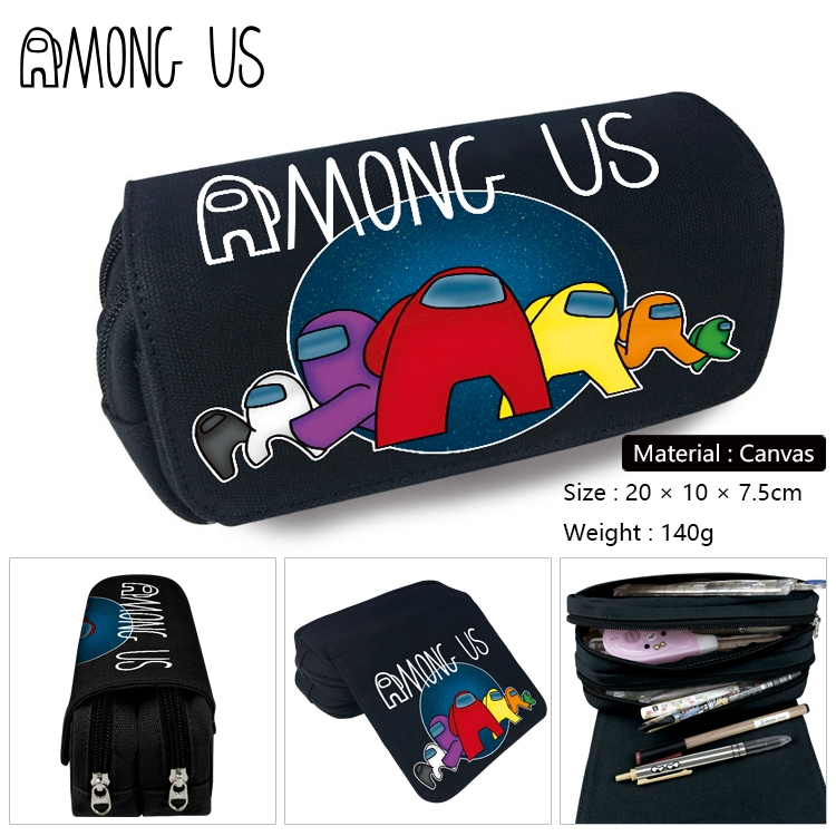 Among us-15 Anime double layer canvas pencil bag wallet 20X10X7.5CM 140G