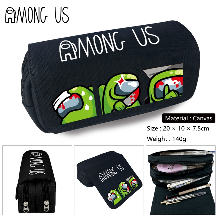 Among us-8 Anime double layer canvas pencil bag wallet 20X10X7.5CM 140G