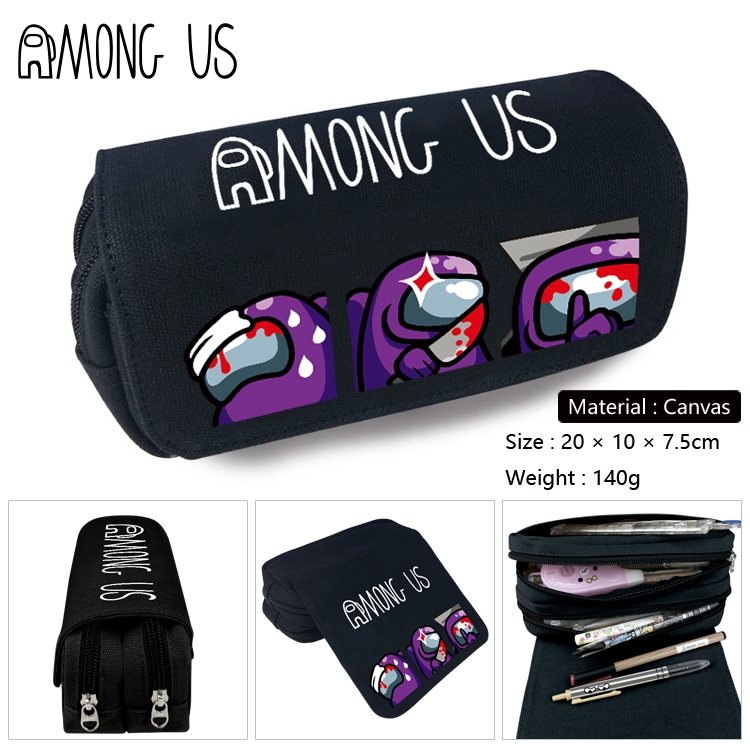 Among us-6 Anime double layer canvas pencil bag wallet 20X10X7.5CM 140G