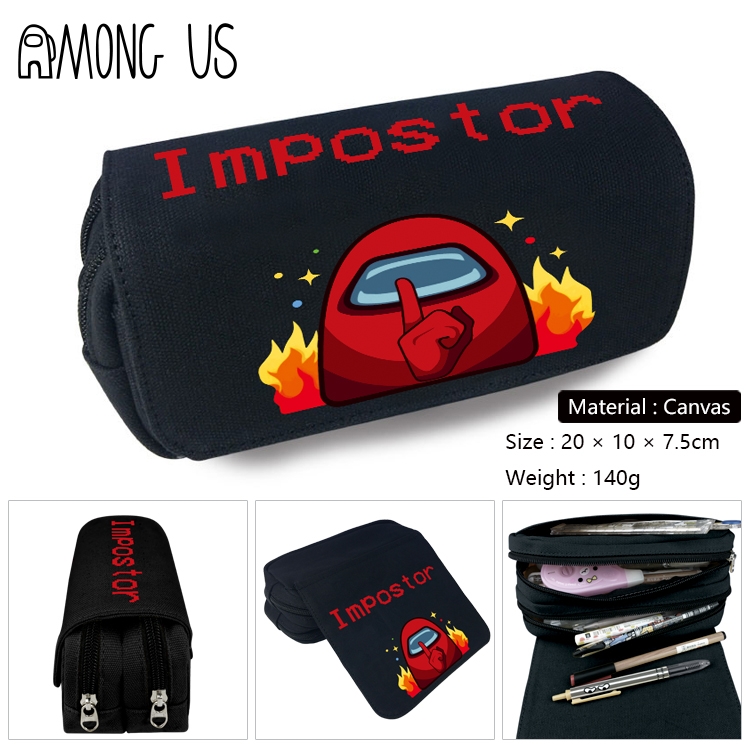 Among us-10 Anime double layer canvas pencil bag wallet 20X10X7.5CM 140G