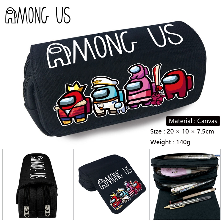 Among us-9 Anime double layer canvas pencil bag wallet 20X10X7.5CM 140G