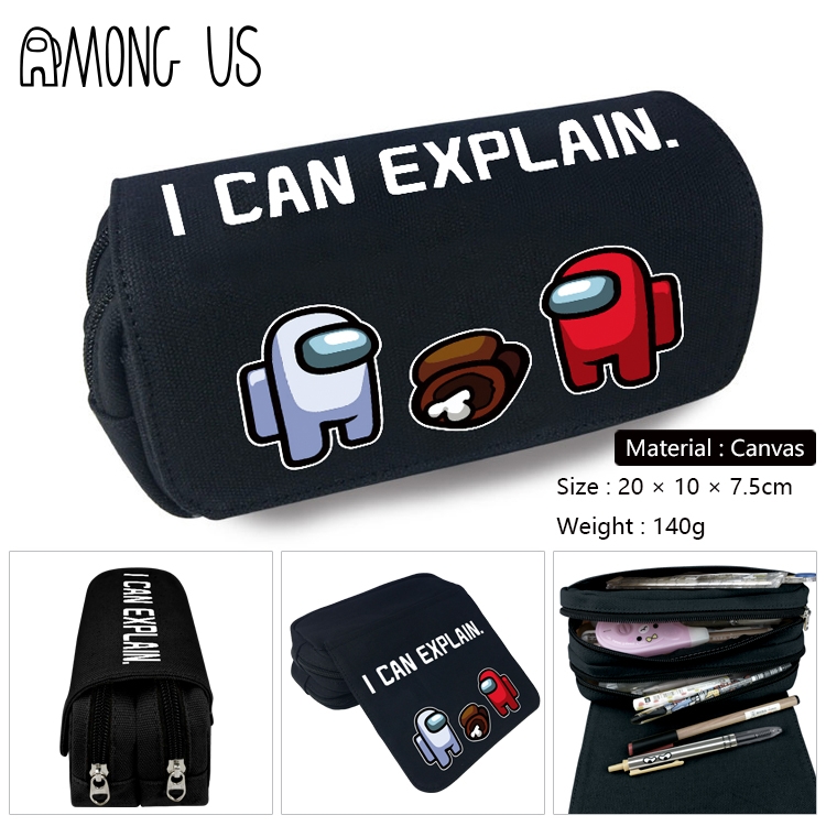 Among us-14 Anime double layer canvas pencil bag wallet 20X10X7.5CM 140G