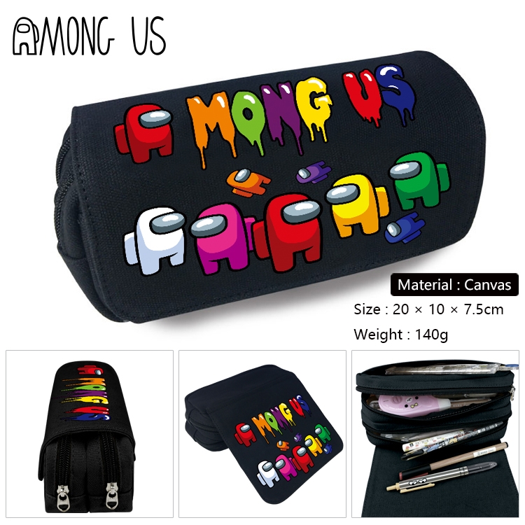 Among us-16 Anime double layer canvas pencil bag wallet 20X10X7.5CM 140G