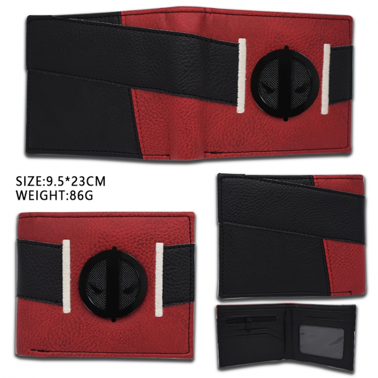Deadpool Hardware PU short two-fold wallet Purse 9.5X23.5CM 86G