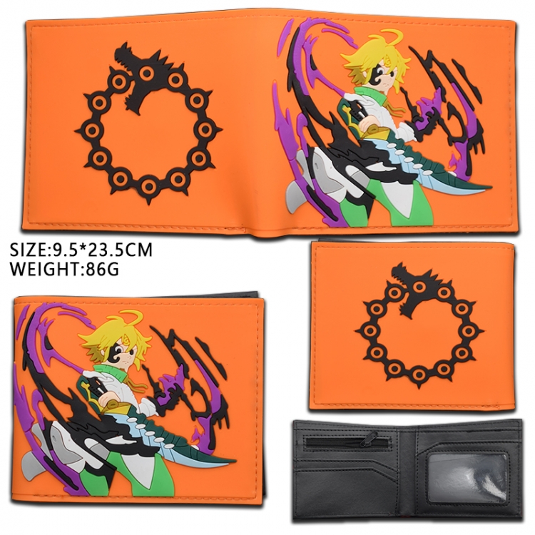 The Seven Deadly Sins    Silicone PVC short two fold Wallet 9.5X23.5CM 86G