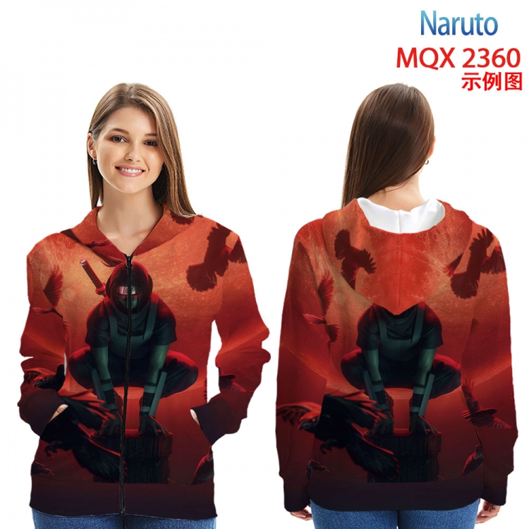 Naruto MQX 2360 Anime Zip patch pocket sweatshirt jacket Hoodie from 2XS to 4XL
