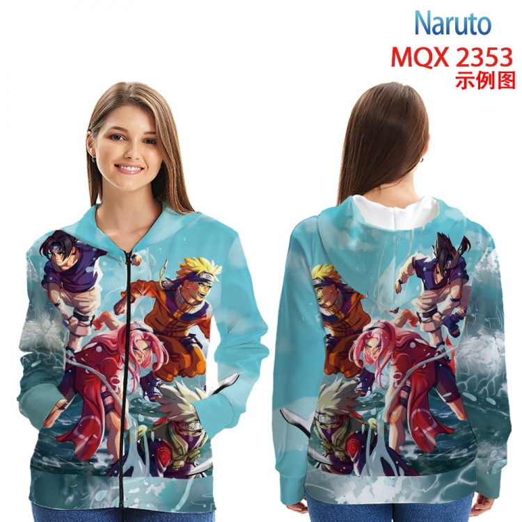 Naruto MQX 2353 Anime Zip patch pocket sweatshirt jacket Hoodie from 2XS to 4XL