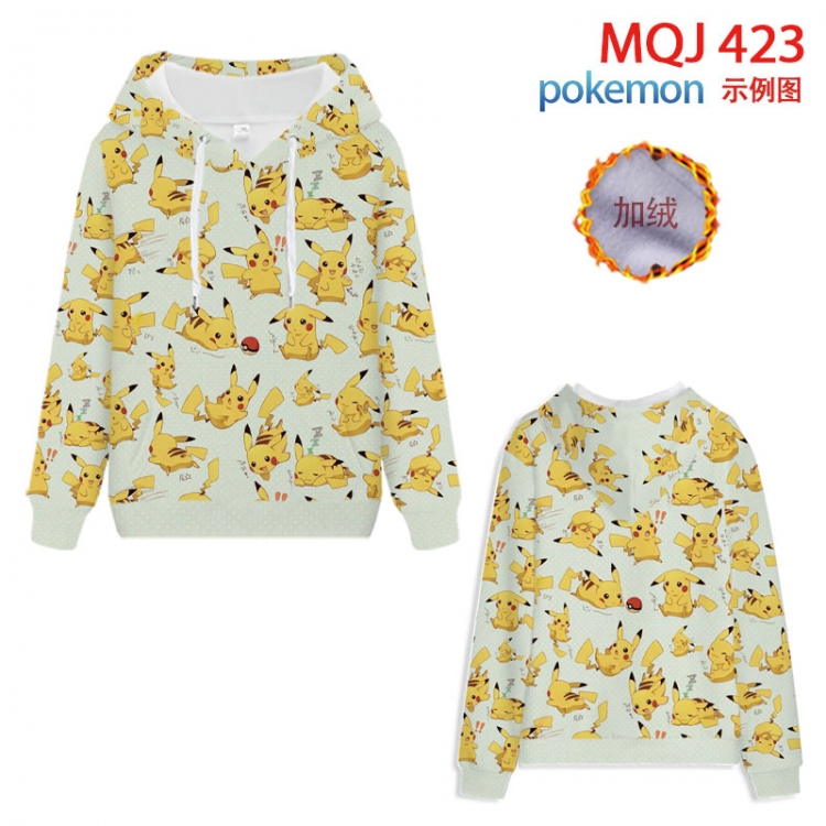 Pokemon hooded plus fleece sweater 9 sizes from XXS to 4XL MQJ423