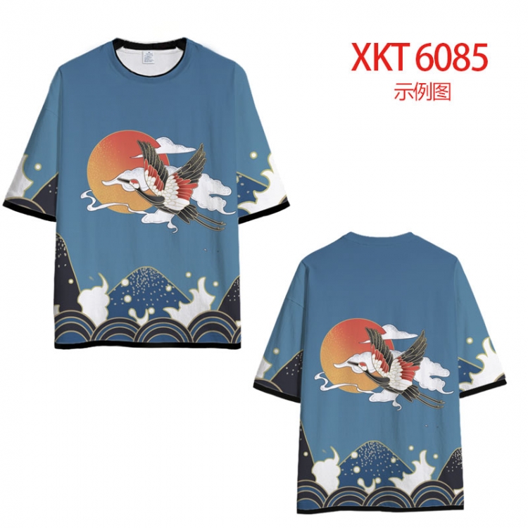 Chinese style Loose short-sleeved T-shirt with black (white) edge 9 sizes from S to 6XL XKT6085