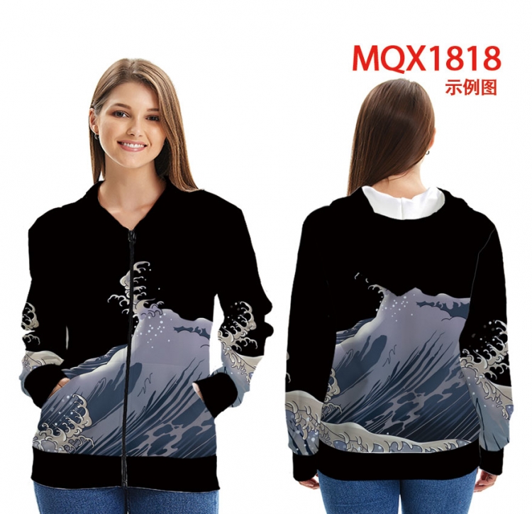 Chinese style Zip patch pocket sweatshirt jacket Hoodie MQX1818