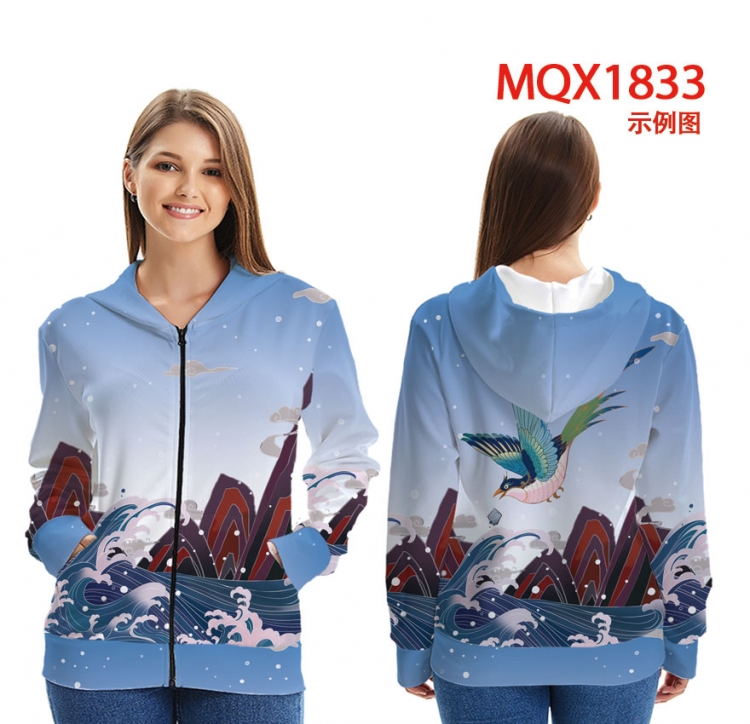 Chinese style Zip patch pocket sweatshirt jacket Hoodie MQX1833