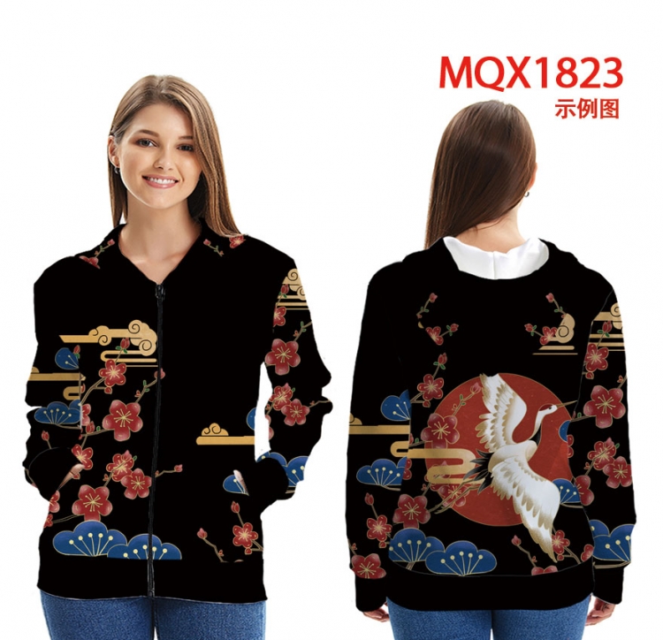 Chinese style Zip patch pocket sweatshirt jacket Hoodie MQX1823