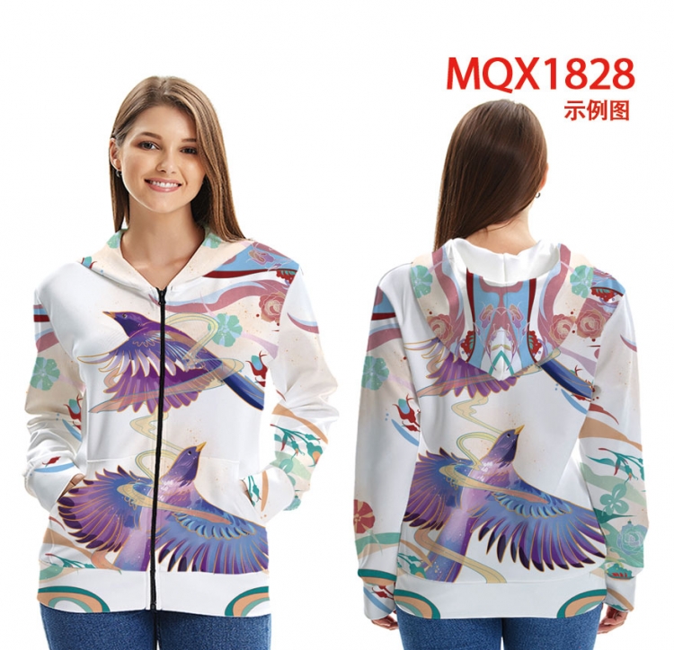 Chinese style Zip patch pocket sweatshirt jacket Hoodie MQX1828