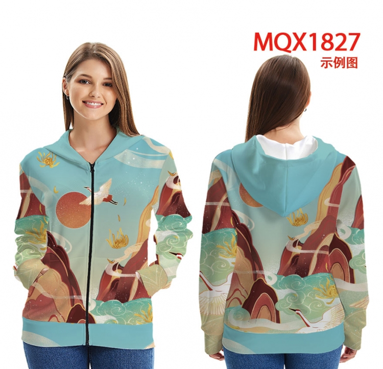 Chinese style Zip patch pocket sweatshirt jacket Hoodie MQX1827