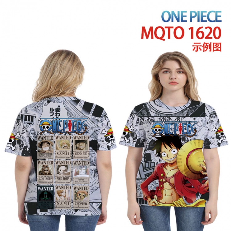 One Piece Full color printed short sleeve T-shirt 2XS-4XL, 9 sizes MQTO1620